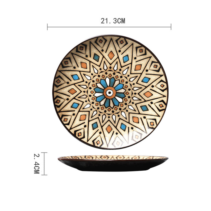 Ceramic Plate Household Tableware Round Flat