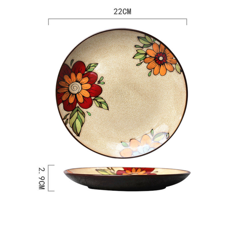 Ceramic Plate Household Tableware Round Flat