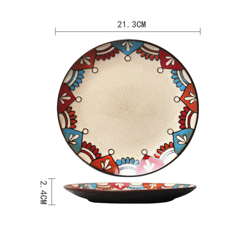 Ceramic Plate Household Tableware Round Flat