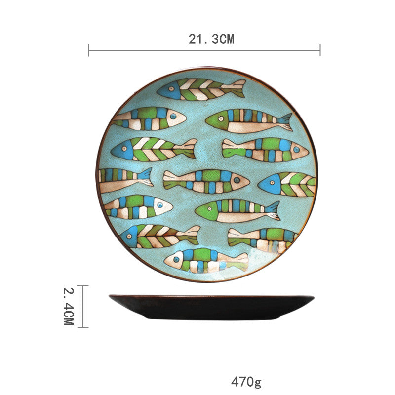 Ceramic Plate Household Tableware Round Flat