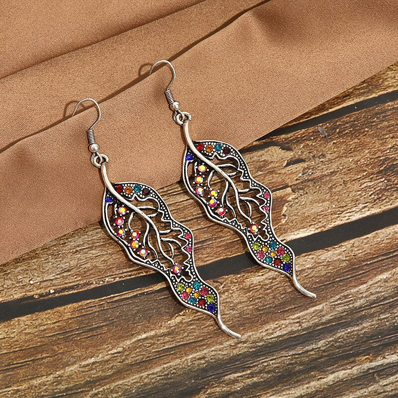 Women's Drop Earrings Geometrical Leaf Stylish Simple Boho Earrings Jewelry Green / Black / Rainbow For Party Holiday 1 Pair