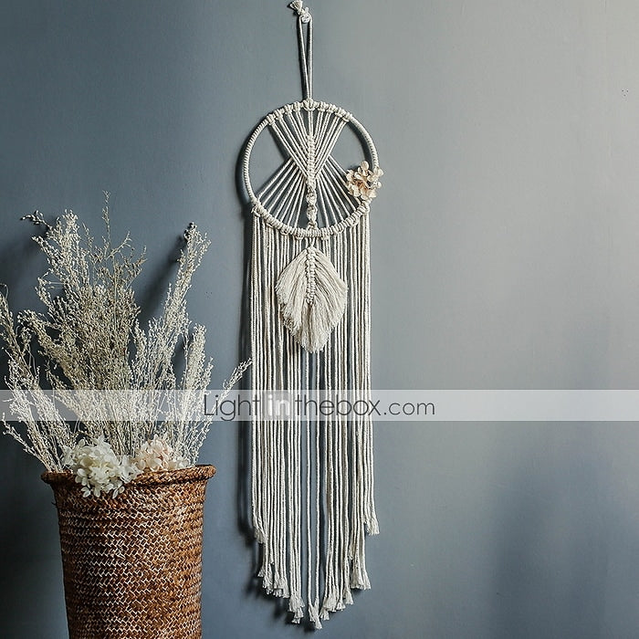 Boho Dream Catcher Handmade Gift Wall Hanging Decor Art Ornament Craft Woven Macrame for Kids Bedroom Wedding Festival 95*20cm