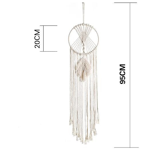 Boho Dream Catcher Handmade Gift Wall Hanging Decor Art Ornament Craft Woven Macrame for Kids Bedroom Wedding Festival 95*20cm